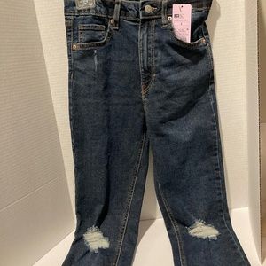 Denim Jeans,indigo color Size2 ,  highest Rise ,Skinny legs, Sandblasted